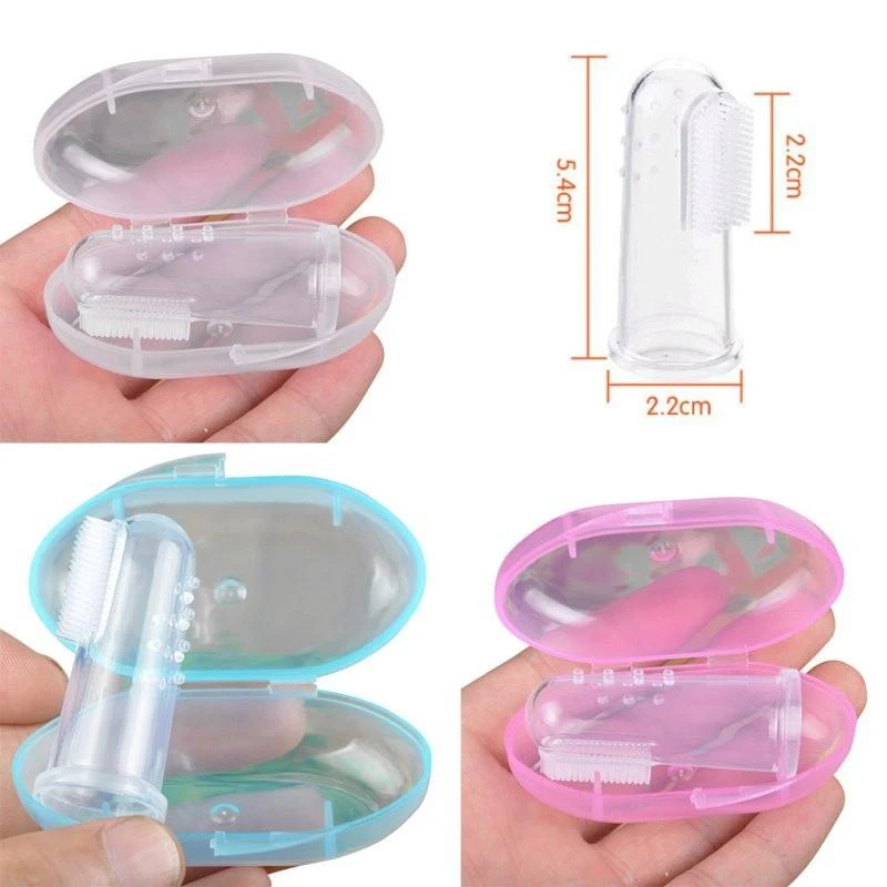 10/5 Set Spazzolino da denti per bambini Igiene orale Spazzolino da dito in silicone morbido con scatola Massaggiagengive Spazzola per la pulizia