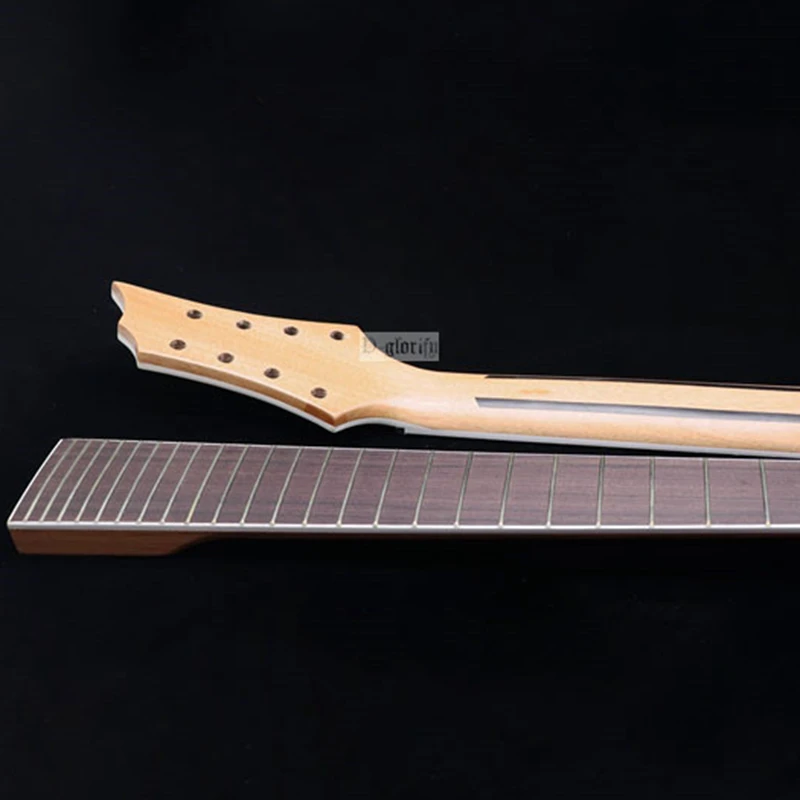 DIY Electric Guitar Neck with Rosewood Fingerboard, Mahogany Neck Assembly, 24 Fret, Accessories Part, 8 Strings