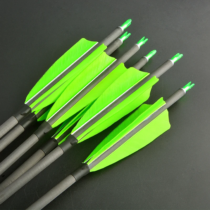 6/12pcs Archery Carbon Arrows 4inch Turkey Feather 35inch Spine 400 Recurve Compound Hunting Bow Shooting Hunting Accessories