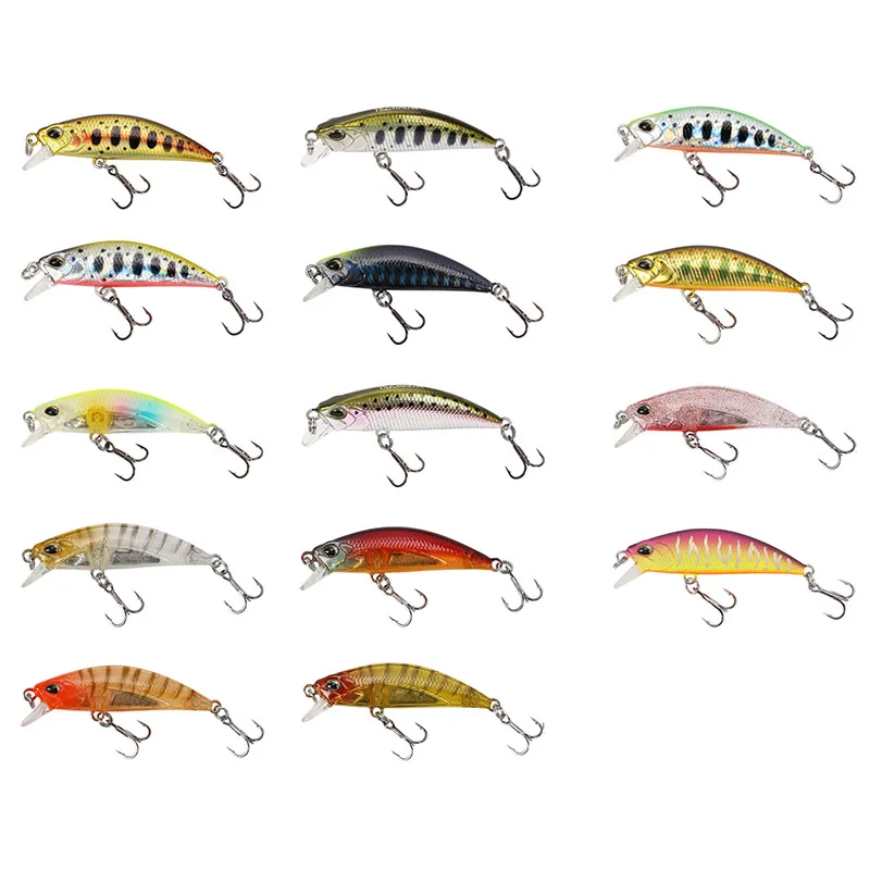 

TSURINOYA 14pcs Fishing Lure DW63 50mm 5g Sinking Minnow Hard bait Mini Minnow Treble hook Full Swimming Layer Artificial Bait