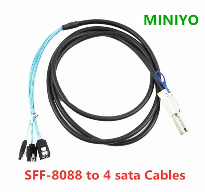 High Quality Mini SAS SFF-8088 to 4 sata 3 6gbps HDD External Multilane SAS Server Cable 1M-2M