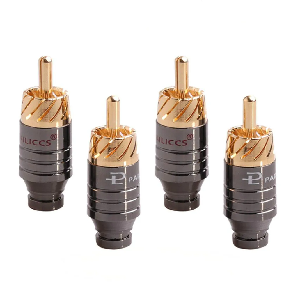 Thouliess 4pcs/Lot Copper RCA Plug Gold Plated Audio Video Adapter Connector HIFI Audio Video RCA Plug RCA Socket