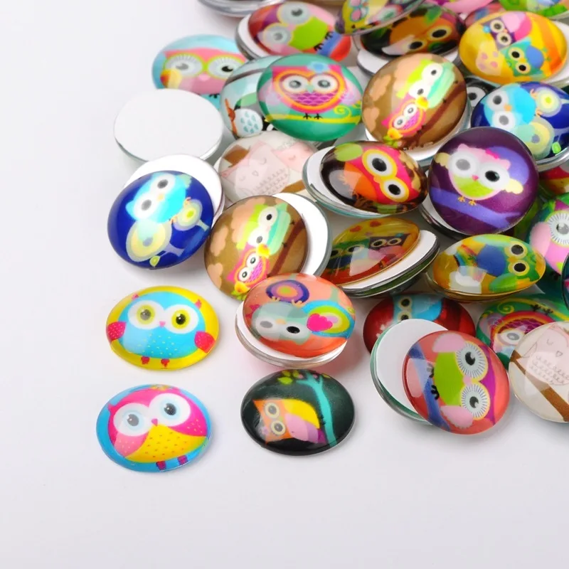 Random Round Photo Mixed Glass Cabochons 20mm 25mm Dome Flatback Jewelry Making Findings 100/200pcs/lot