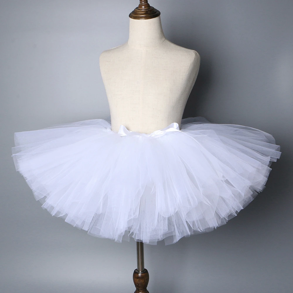 White Tutu Skirt for Girls Kids Halloween Party Costume Newborn Baby Girl Birthday Tutus for Photo Props Children Tulle Skirts