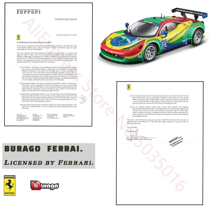 Bburago 1:43 Hardcover Edition 2015 Ferrari 458 ITALIA GT3 racing model simulation car model alloy car toy male collection gift