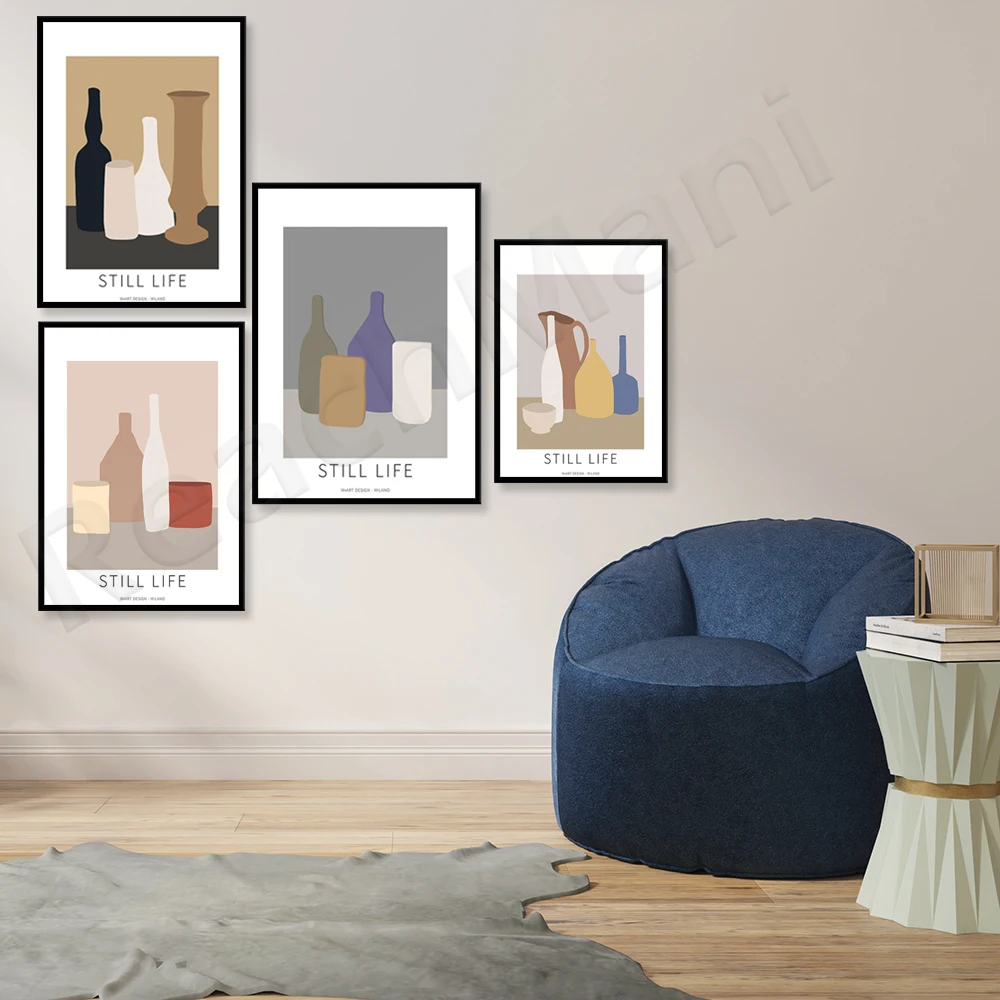 Still life inspired by Giorgio Morandi, Italian art prints, Natura Morta exhibition poster, modern abstract art prints