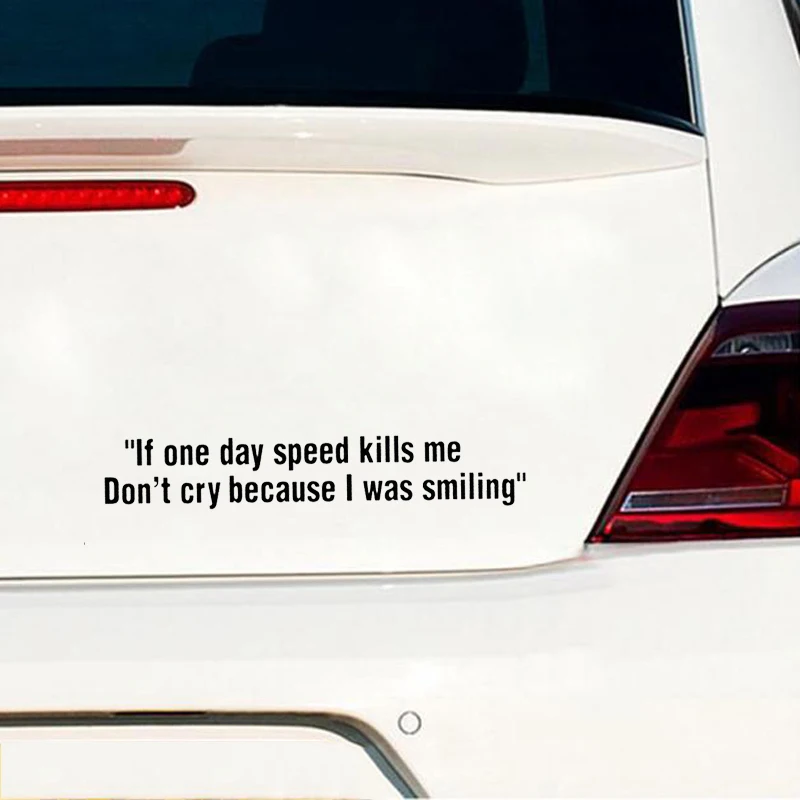 17*3cm IF ONE DAY SPEED KILLS ME Vinyl Decals Brief Literary And Artistic Quotations Car Accessories