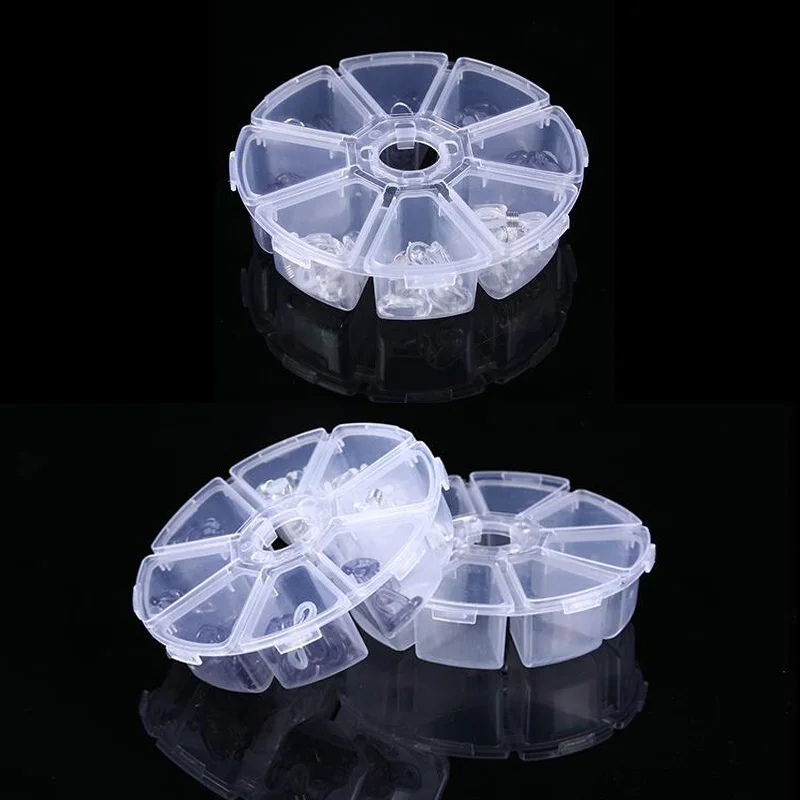 

Circular 8 Small grid Boxes Buffer Grinding Files Plastic Transparent Nail Art Equipment Storage Box Nail Manicure Tools