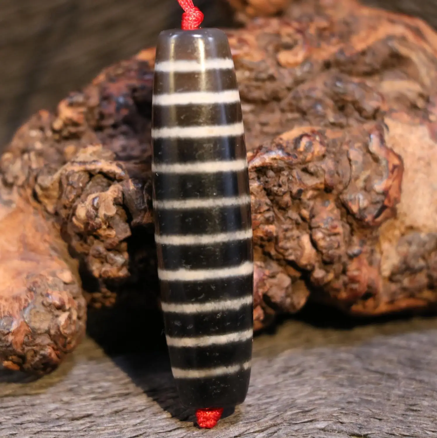 

royal Magic Tibetan old Agate 10 Stripe Healer Medicine dZi Bead Pendant Amulet ZZY05B Timestown