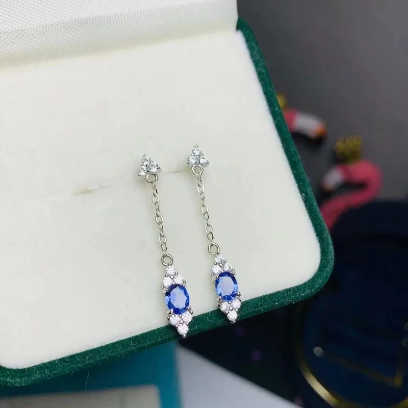 Dazzing Tanzanite Stud Earrings 4*5mm Natural Tanzanite Gemstone Earrings Solid 925 Silver Tanzanite Earring Small Gem Earrings