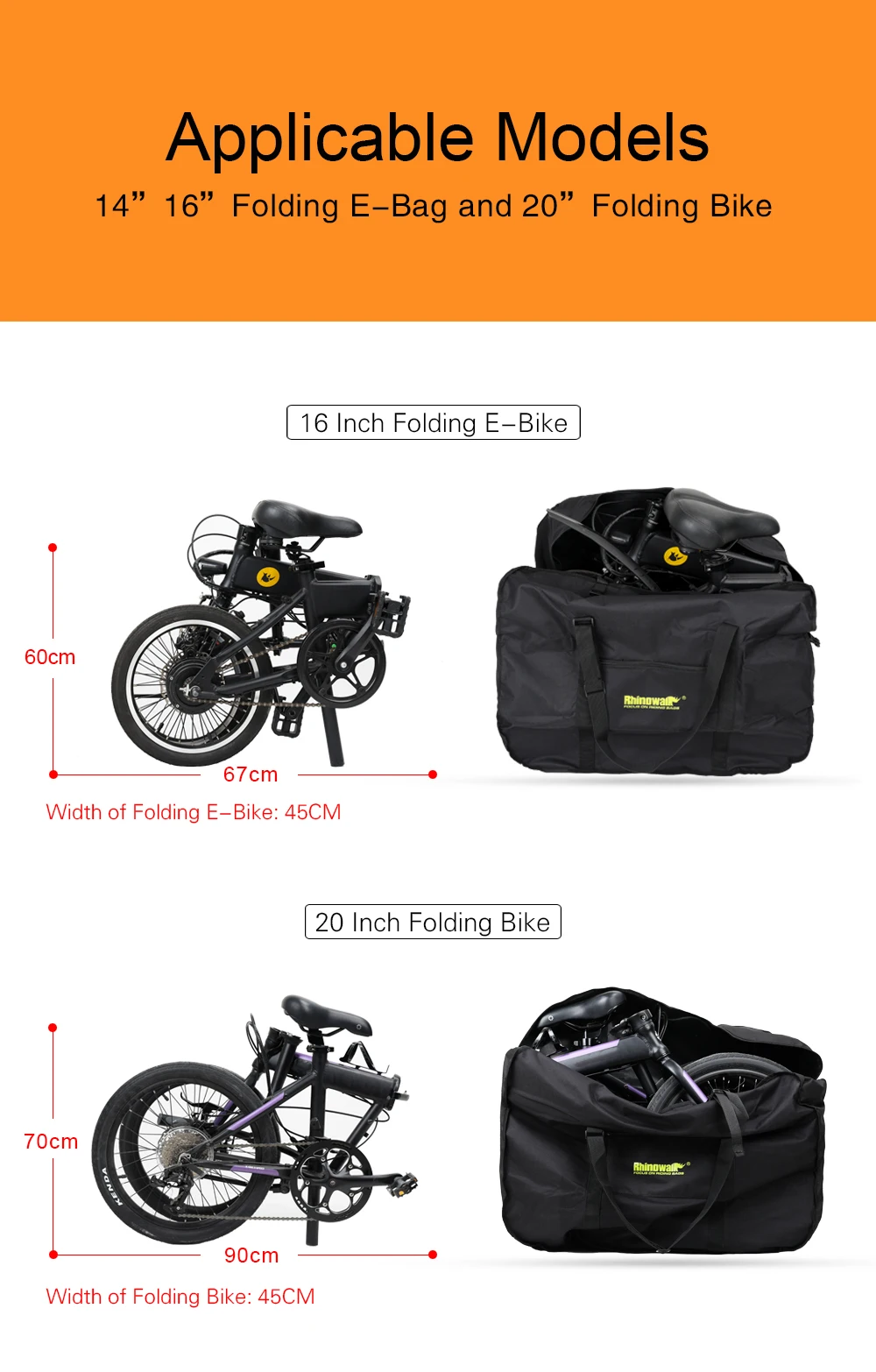 Rhinowalk 16-20 Zoll Faltrad-Tragetasche Tragbare Fahrrad-Transporttasche Fahrrad-Reisetasche Fahrrad-Aufbewahrungstasche – Detail 8