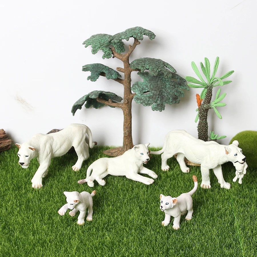 Modelo realista de animales salvajes, conjunto educativo de figuras de animales de la selva, tigre blanco, leones, leopardo, Pantera, guepardo