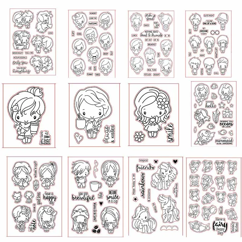 Lovely Girl Unicorn Transparent Silicone Clear Stamp For Scrapbooking DIY Craft Decoration Soft Stamp Photo Album