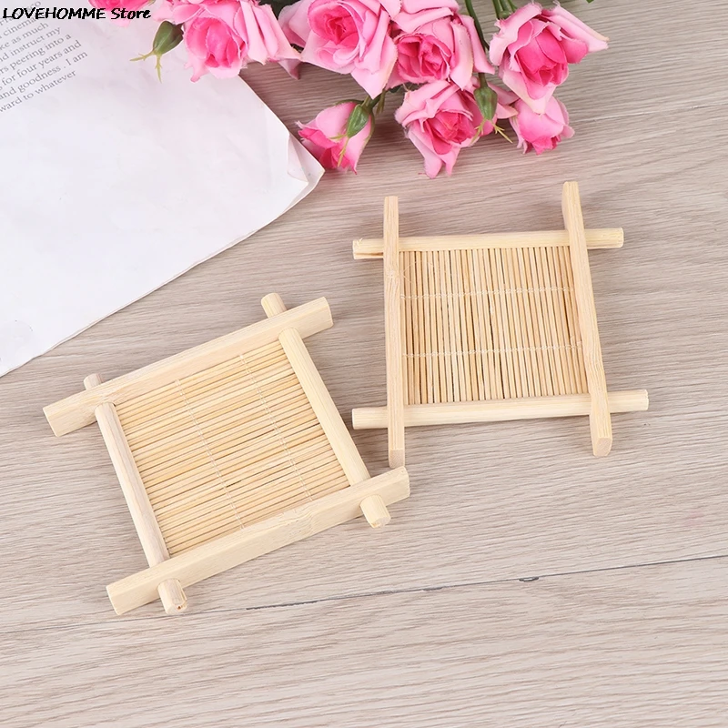 Nutural Bamboo Soap Holder Dish Tray Stylish Vintage Storage Teacup Mat For Home Bathroom Kitchen