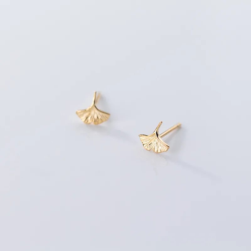 La Monada Ohrstecker für Damen, Silber 925, minimalistisches Ginkgoblatt, feine Damen-Ohrringe im Schmuck, Ohrstecker 925er Silber Gold