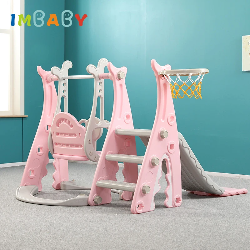 IMBABY Children Slide Swing Chair Combination Baby Basketball Playground Kindergarten Child Baby Favorite Toys+Water Flood Board