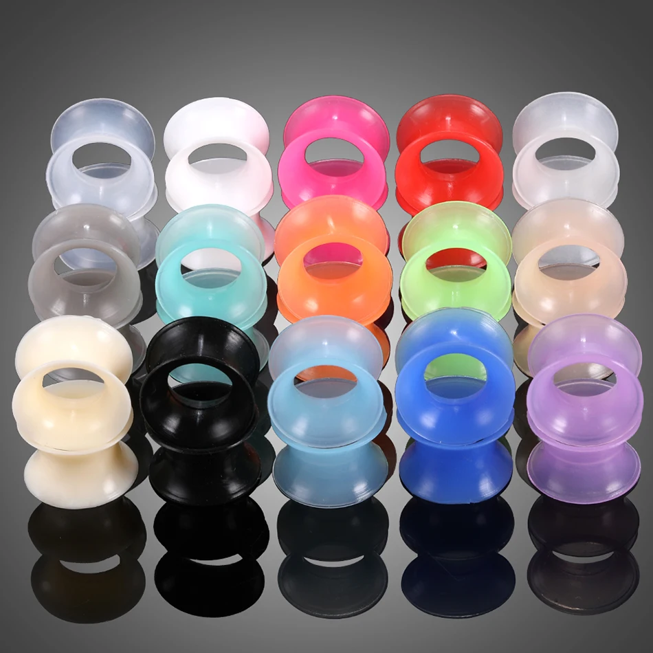 1Pair/lot Silicone Flexible Thin Ear Tunnel Double Flared Ear Plugs Gauges Earrings Expansion Piercing Flesh Tunnel Body Jewelry