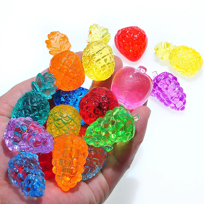 

DIY Jewelry Findings Kawaii 3D Colorful Fruit Grape Apple Pineapple Strawberry Acrylic Beads Ornament Garment Accessories 68pcs