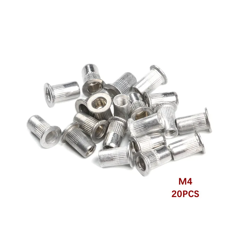 20/50Pcs Aluminum Alloy Rivet Flat Head Threaded Rivet Insert Nutsert Cap Rivet Nut Kit M3 M4 M5 M6 M8