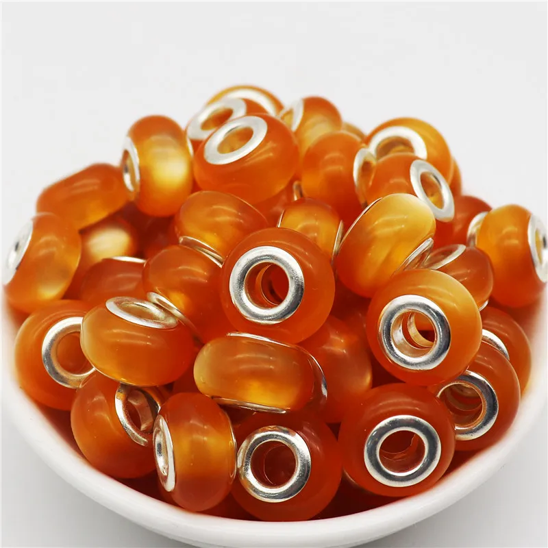 10pcs New Big Hole Round LPlastic Murano Spacer wisiorki z koralikami Fit Necklaces for DIY Jewelry Accessories Making