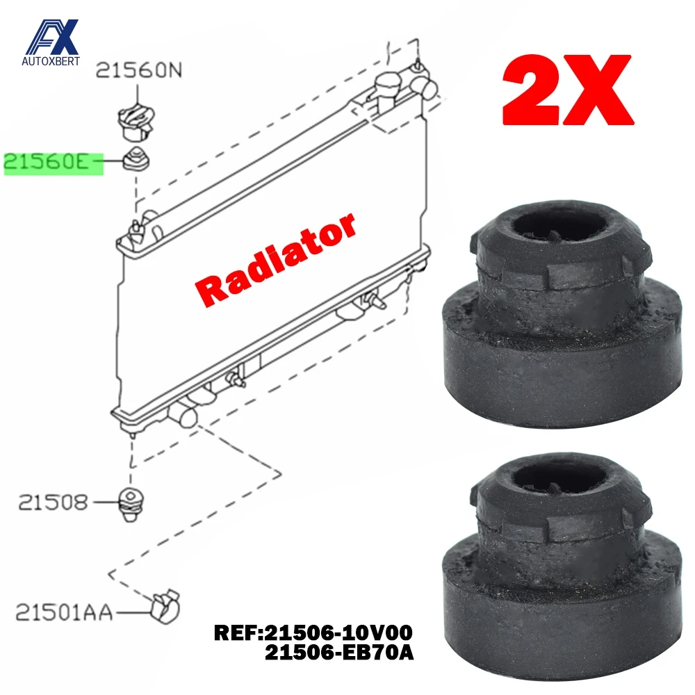 2pc For Nissan Navara Patrol Pathfinder Terrano GTR Leaf Skyline Upper Radiator Rubber Mount Bushing Bush Bracket Mounting Top