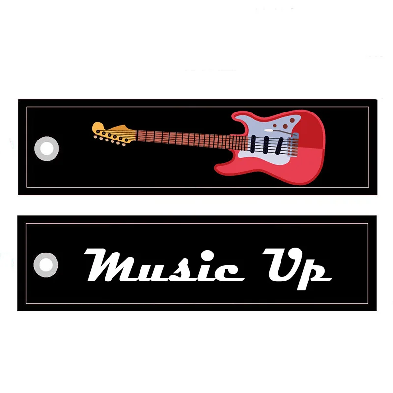 MiFaViPa 1 PC Embroidery Guitar Keychain Porte Fashion Trinkets Gift Motorcycle Car Key Accessories Music Lover Key Ring