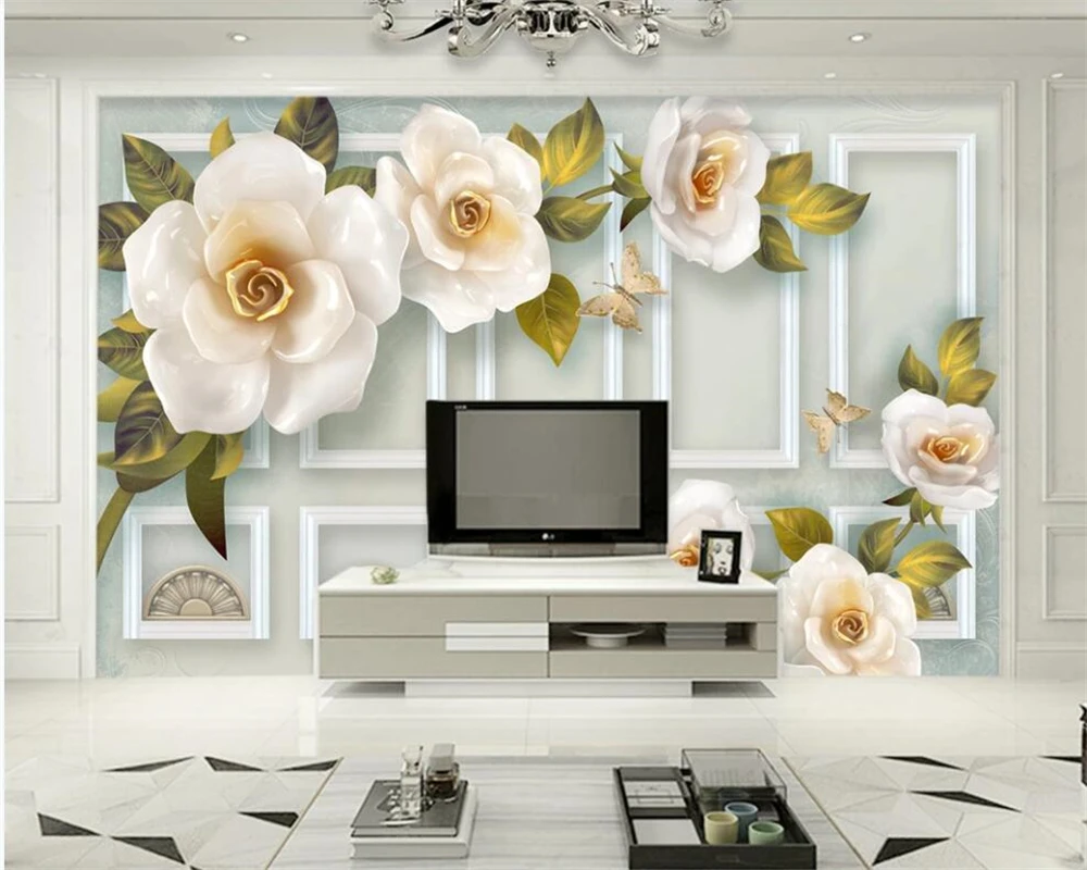 Custom wallpaper Modern and stylish European hand-painted parrot flowers TV background wall living room bedroom 3d wallpaper