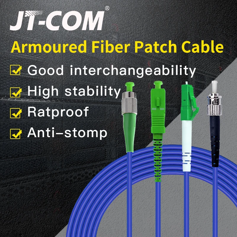 Lapis Baja 3M LC FC SC ST Carrier Grade Fiber Patch Cord Kabel Optik 2.0 3.0Mm FTTH Tunggal mode Simplex Fiber Patch Kabel