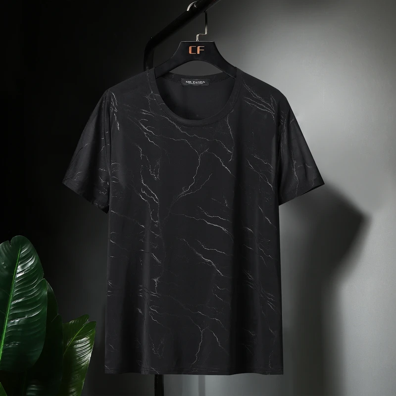 Summer fatty clothing loose tee shirt Oversized 4XL-11XL men's Ice Silk short-sleeved T Shirt Big elasticity high quality Tops