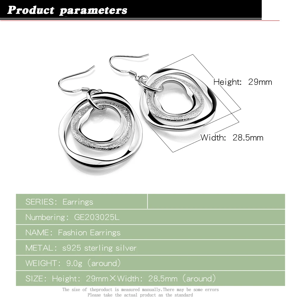 Statement Fashion 925 Sterling Silver Earrings Simple Women New Multi-layer Circle Winding Geometric Round Fashion Jewelry