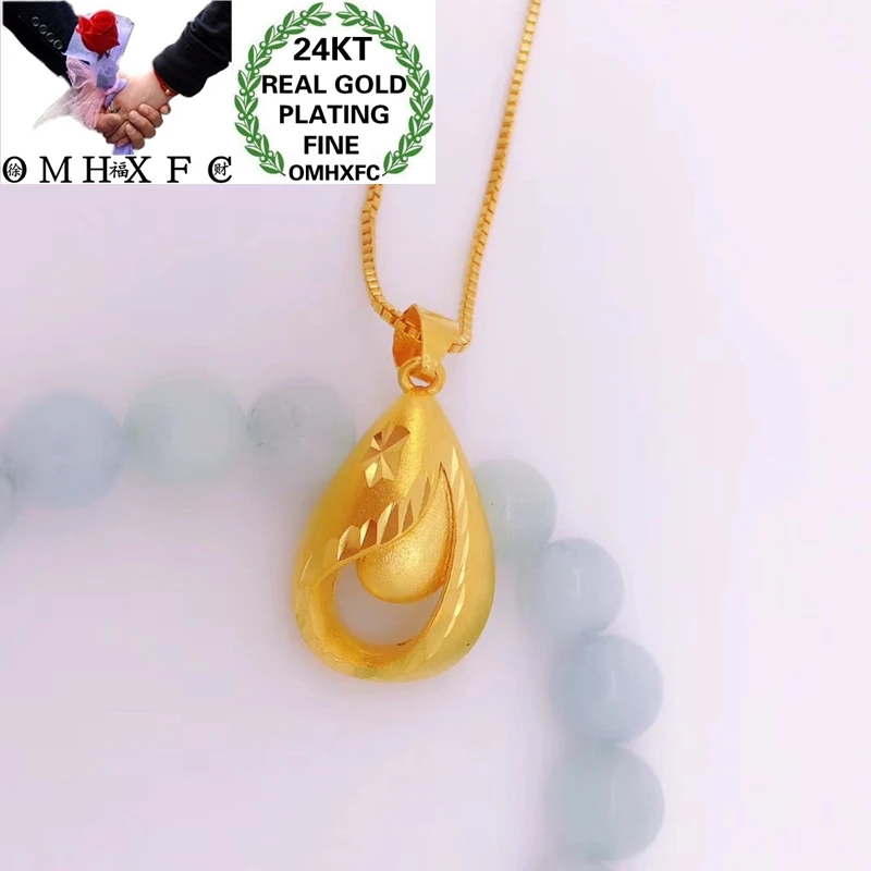 OMHXFC Jewelry Wholesale YM314 European Fashion Fine Woman Girl Party Birthday Wedding Gift Water Drop 24KT Gold Pendant Charm