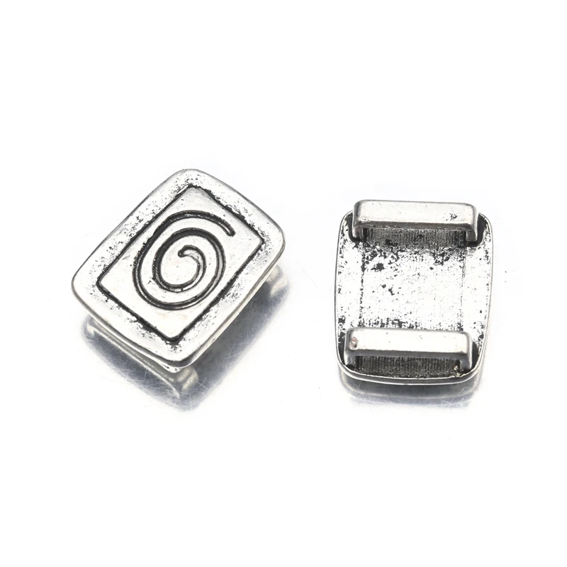 10 قطعة الفضة التبتية دوامة Patter المتزلج خرزة مباعدة ل 10 مللي متر سلك جلد مسطح سوار ذاتي الصنع خمر صنع المجوهرات اكسسوارات #2