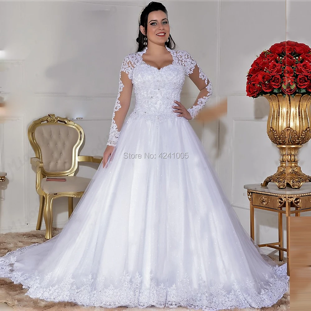 Branco v neck boho vestidos de casamento 2022 mangas completas apliques vestidos de noiva inchado tule vestido de baile vestido de noiva de casamento feminino laço