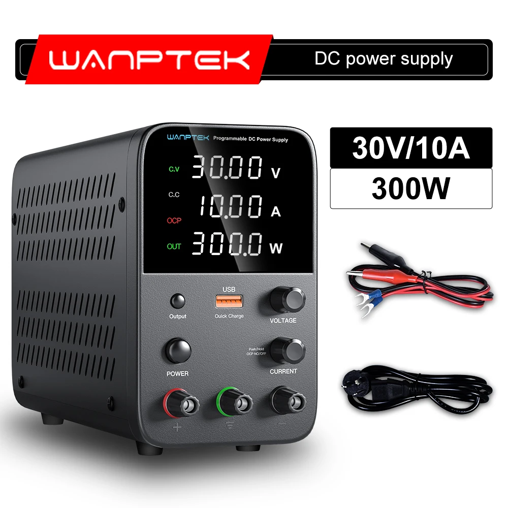 Wanptek Adjustable DC Power Supply 30V 10A Lab Programmable Memory Function Stabilized Voltage Regulator Switching Power Source