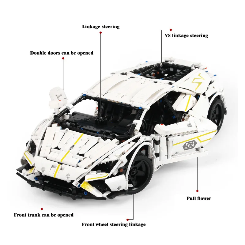 MOC Technical Blocks Dream Car Aventador Model Building Blocks Brick 2199pcs city High Tech Supercar Toys Gifts For Boyfriend