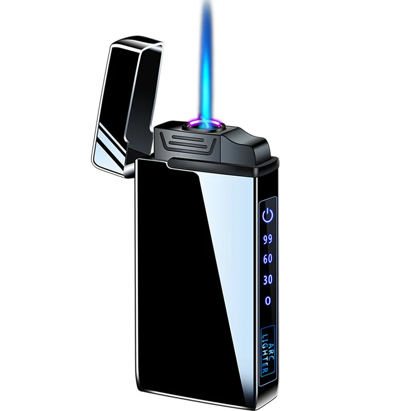 Windproof Double Arc Lighter USB Electric Plasma Cigarette Lighter, Suitable For Men\'s Gift Gadget Cigar Lighter With LED Power