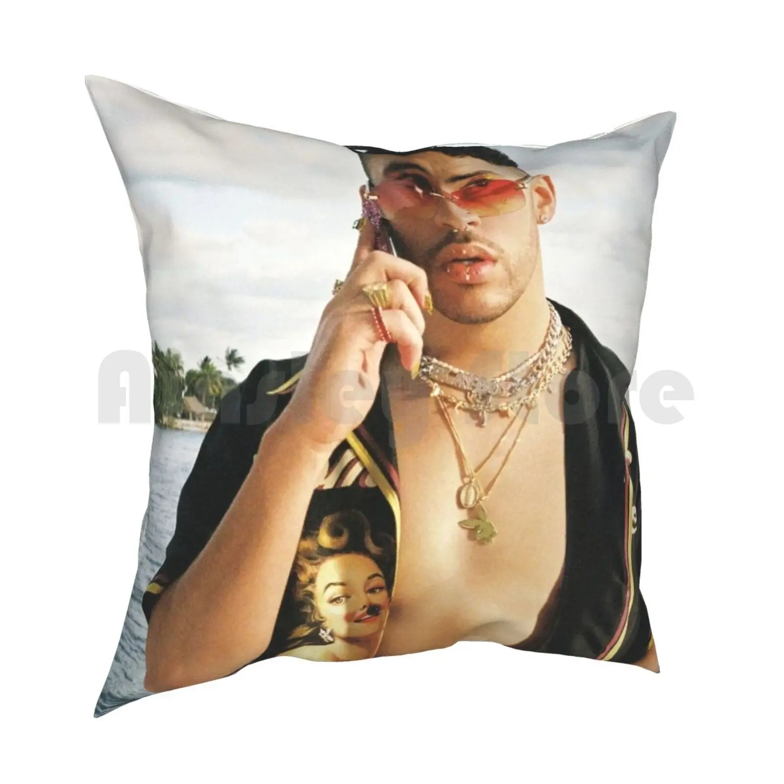 Bad Bunny 2020 Pillow Case Printed Home Soft DIY Pillow cover Bad Bunny Reggaeton Puerto Rico Trap Latino Latinamerica