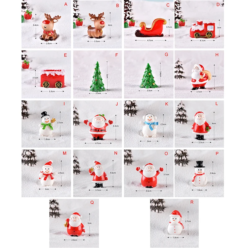1Pc Christmas Miniature Santa Claus Sled Reindeer Gift Train Terrarium Figurines Fairy Garden Decor Snow Landscape Model