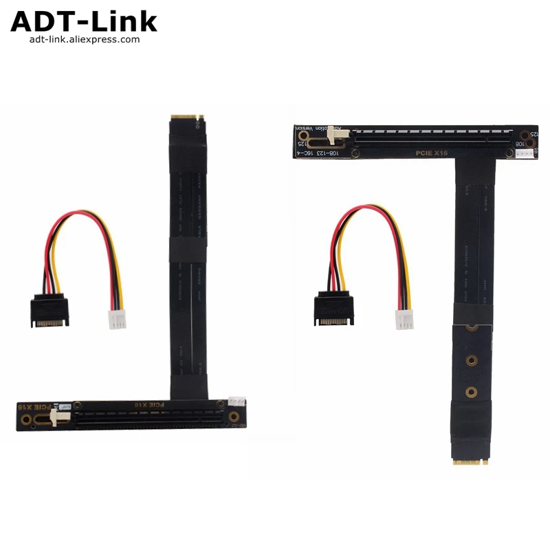 

Высокоскоростной 90-градусный кабель-адаптер PCI-E PCIe 3.0 X16 — M.2 M-Key с питанием SATA для удлинителя для майнинга