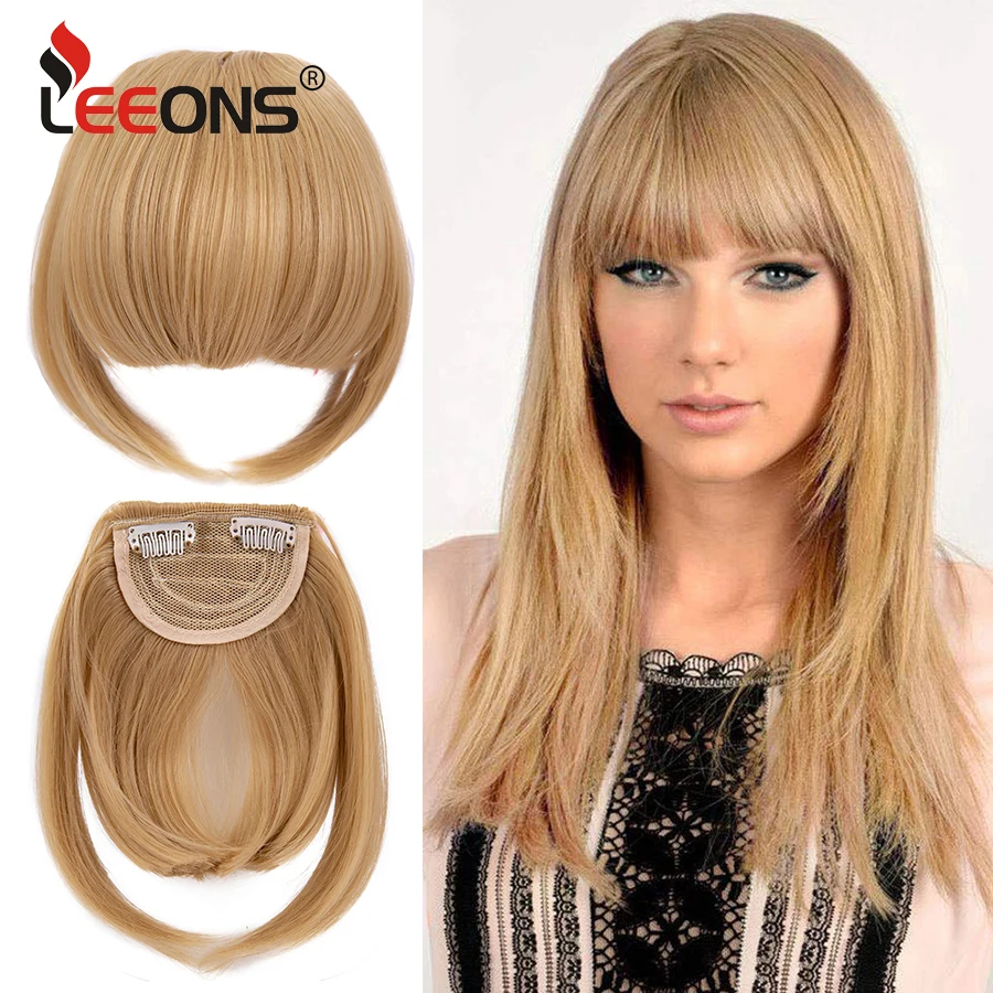 Synthetic Bangs Hair Clip In Extensions Natural Fringe Bangs Clip In Front Neat Flat Bang One Piece Straight Hairpiece For Women