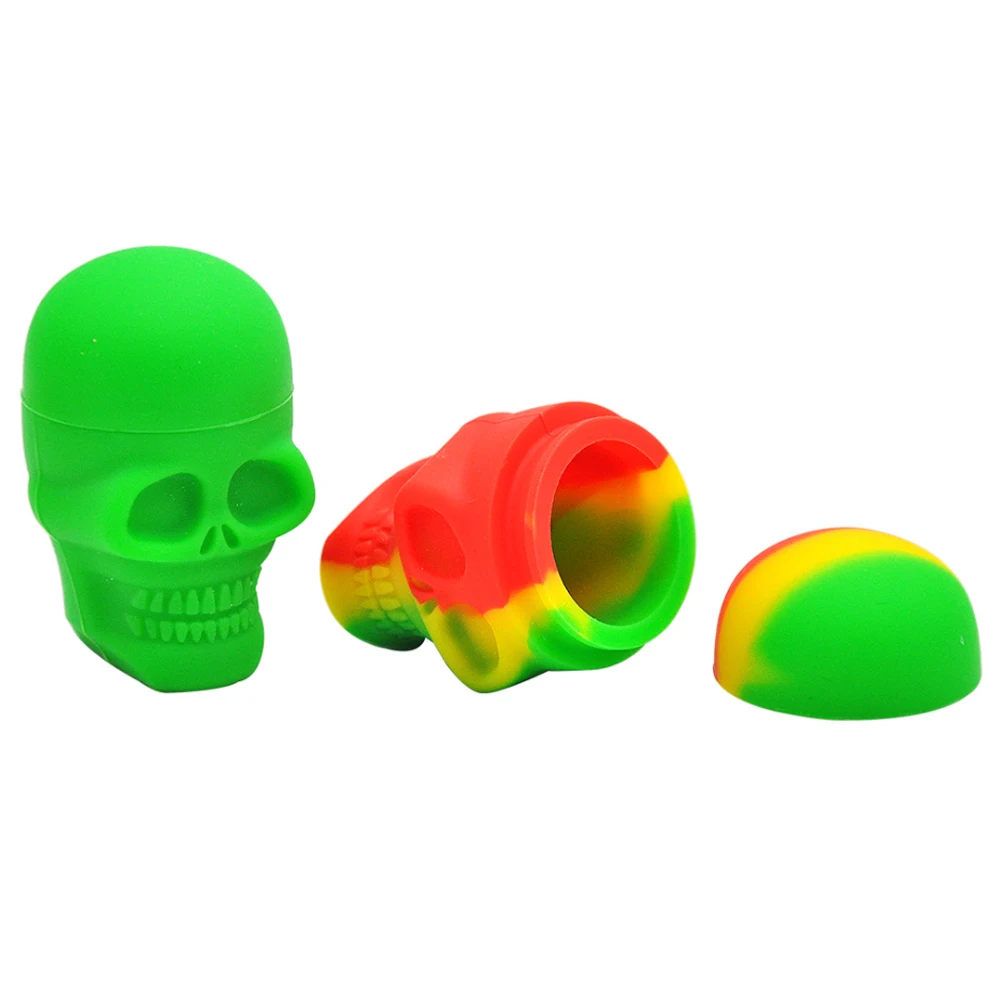 10Pcs Silicone Container Skull Shape 3ml Storage Oil Jar Box Nonstick Wax Portable KitchenTobacco Smoking Smoke Accessories