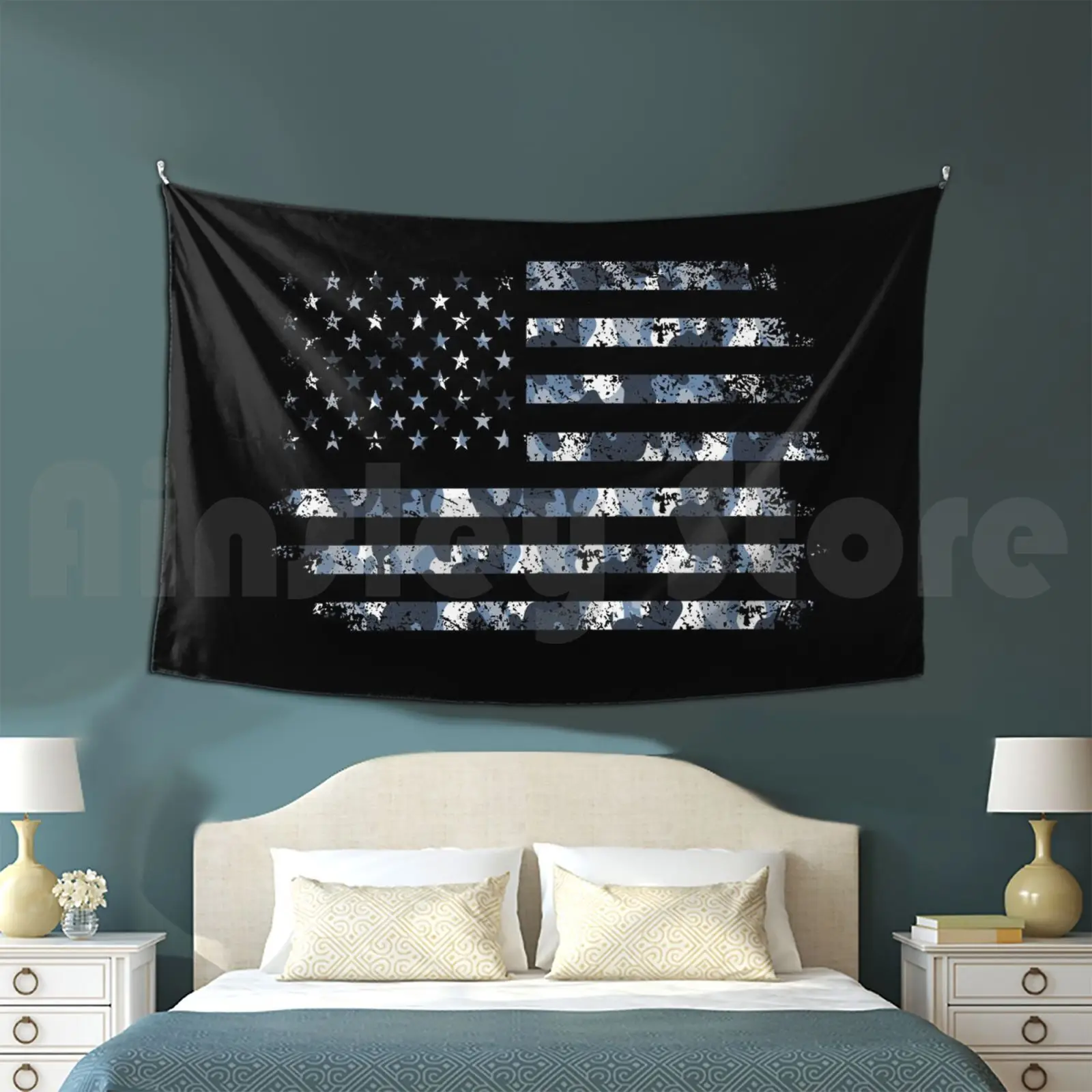 Camo Usa Flag American Flag On The Chest Army Style July 4 Customized Tapestry July 4th July 4 United