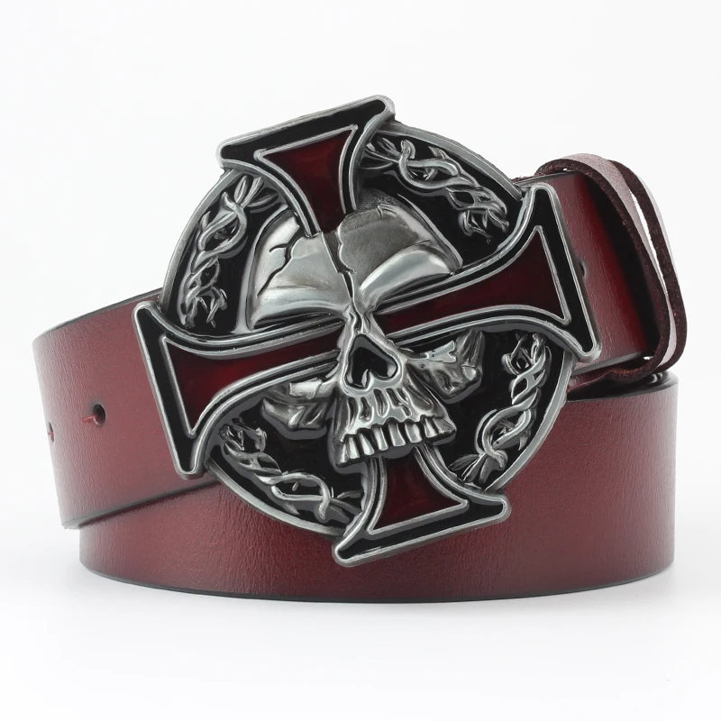 

Ghost Head Belt Buckle Leather Belt Skull Desinger for Men Unisex Fashion Belts