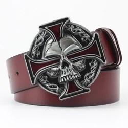 Ghost Head Belt Buckle Leather Belt Skull Desinger for Men Unisex Fashion Belts