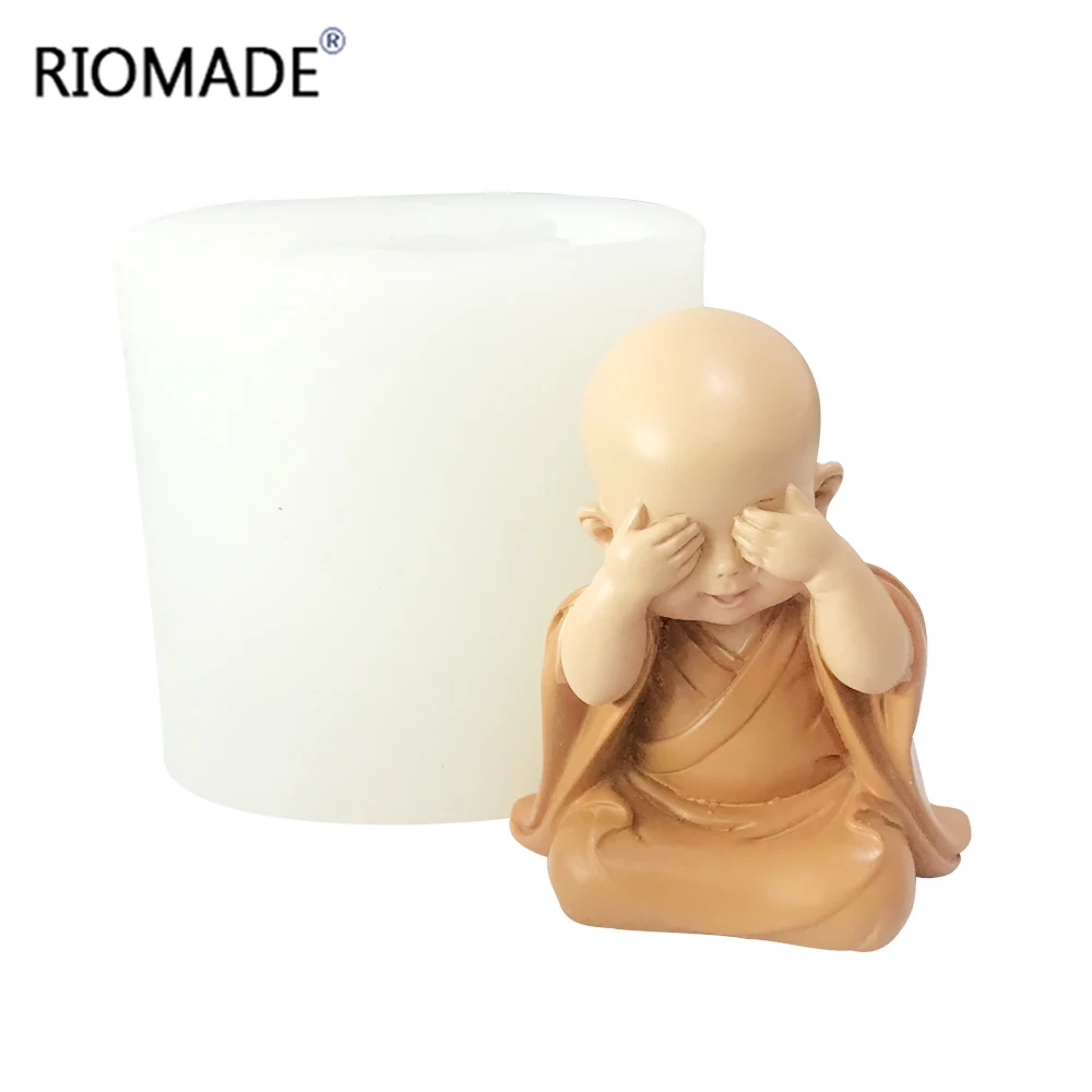 Monk Silicone Mold Creativity Cute Buddhist Monk Handmade Aromatherapy Candle Plaster Soap Making Mould Ornaments Decoration