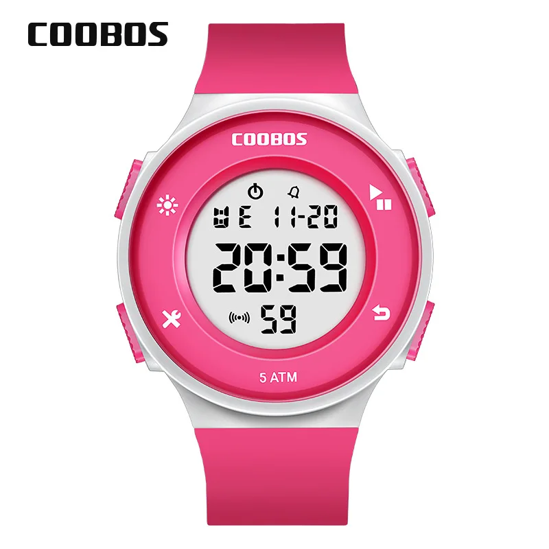 Girls Digital Watches Kids Charming Pink Children's Sports Boys Watch Simple Multi-function 5Bar Waterproof Swimming Wrist Watch