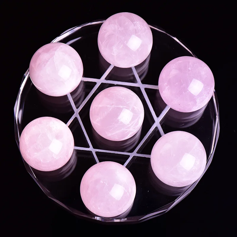 10Cm Natural White Crystal Seven-Star Array Pink Crystal Amethyst Colorful Crystal Ball Ornaments Seven-Star Array Ornaments