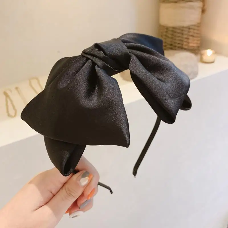 New Hair Bands For Girl Bow Bezel Headband Fashion Hair Hoop Retro Headdress Simple Solid Color Hairband Korean Hair Accessories