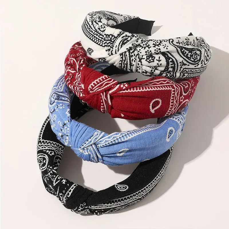 Korea Floral Print Head Hoop Cross Knot Wide Side Headband Women Fabric Hair Band Hair Hoop Girls Hairbands Hair Accessories