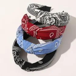 Korea Floral Print Head Hoop Cross Knot Wide Side Headband Women Fabric Hair Band Hair Hoop Girls Hairbands Hair Accessories